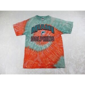 Miami Dolphins Shirt Mens Medium Orange Tie Dye Cotton Football NFL Y2K*